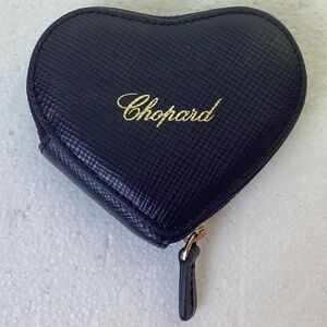 CHOPARD Heart Coin Purse Navy blue leather